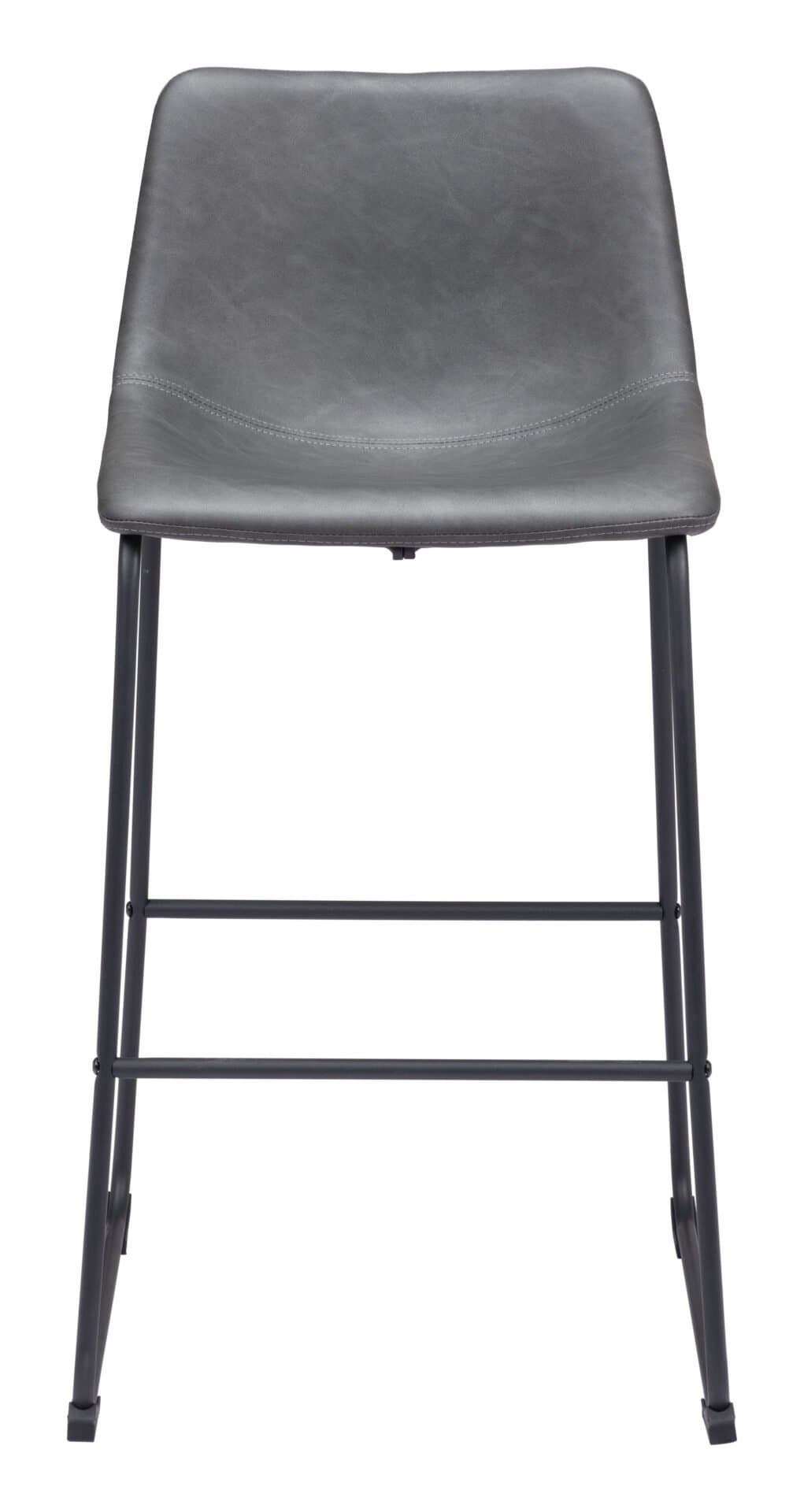 Charcoal Faux Leather Barstools with Matte Black Frame (Set of 2) 5 Charcoal Faux Leather Barstools with Matte Black Frame (Set of 2) - Image 5