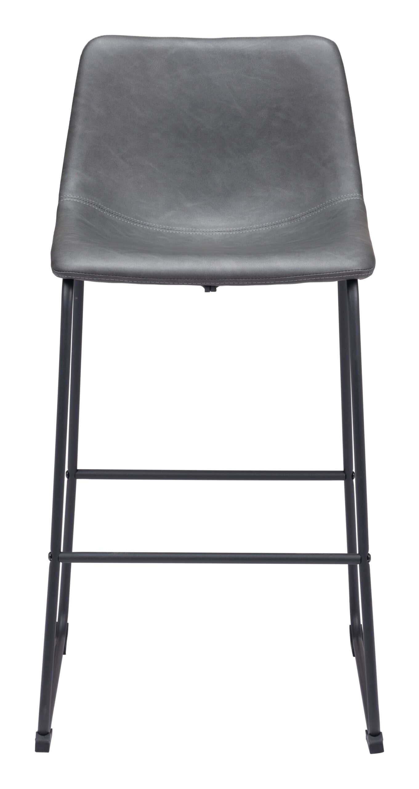 Charcoal Faux Leather Barstools with Matte Black Frame (Set of 2) 15 Charcoal Faux Leather Barstools with Matte Black Frame (Set of 2)