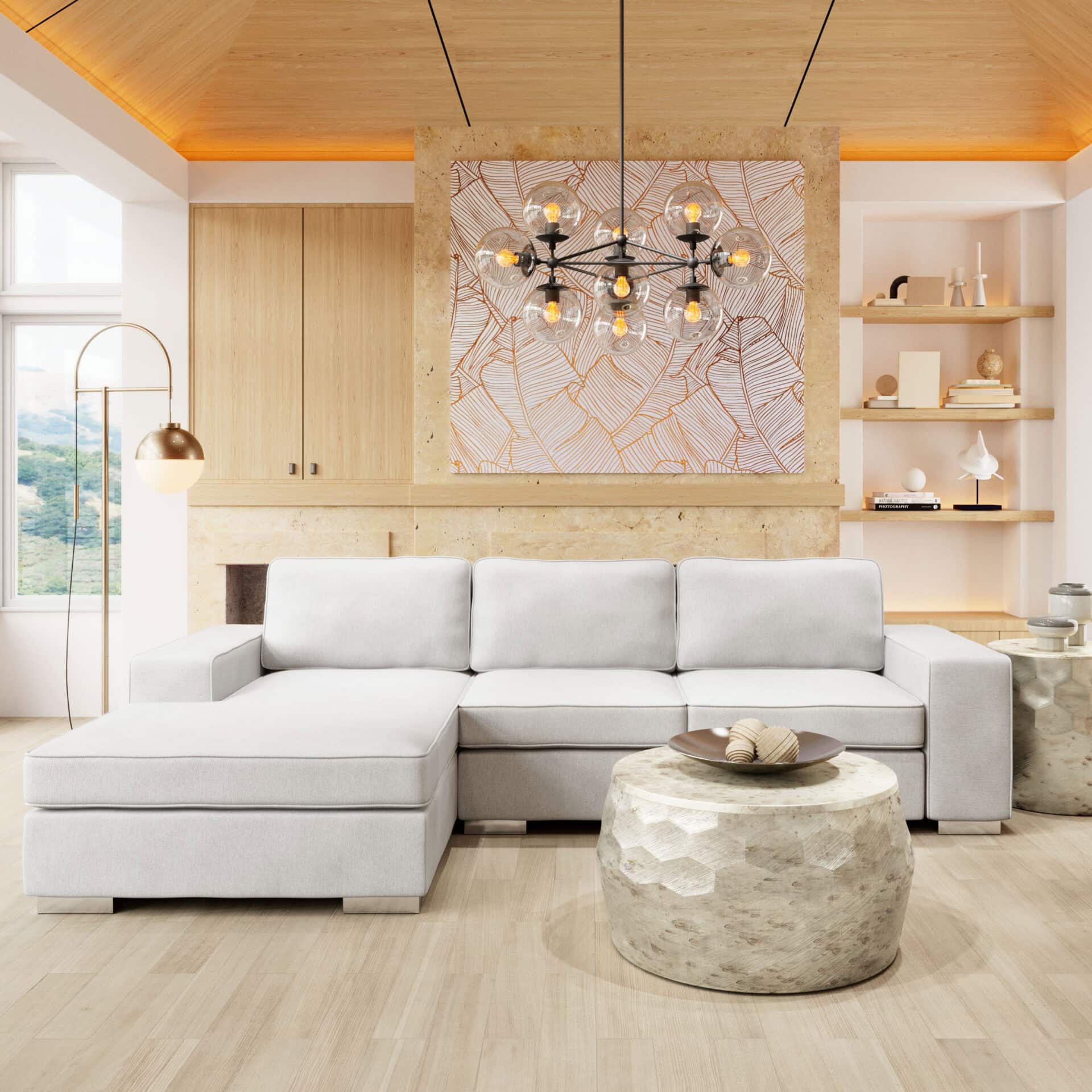 White Sectional Sofa with Modular Design and Chrome Steel Legs 1 White Sectional Sofa with Modular Design and Chrome Steel Legs