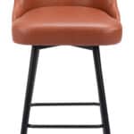 Modern Brown Swivel Barstool with Faux Leather and Steel Frame 13 Modern Brown Swivel Barstool with Faux Leather and Steel Frame