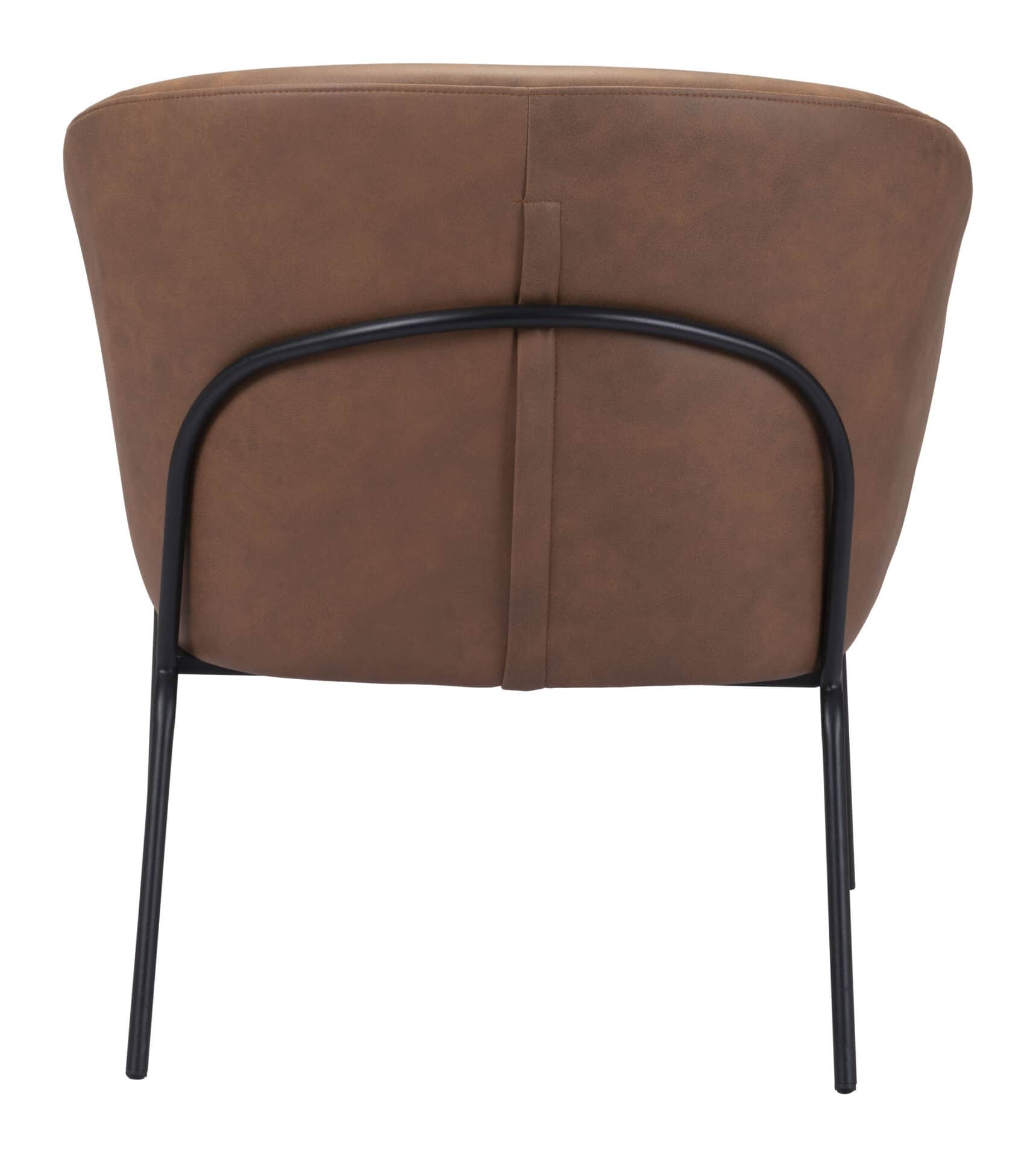 Vintage Brown Faux Leather Accent Chair with Steel Legs 6 Vintage Brown Faux Leather Accent Chair with Steel Legs - Image 6