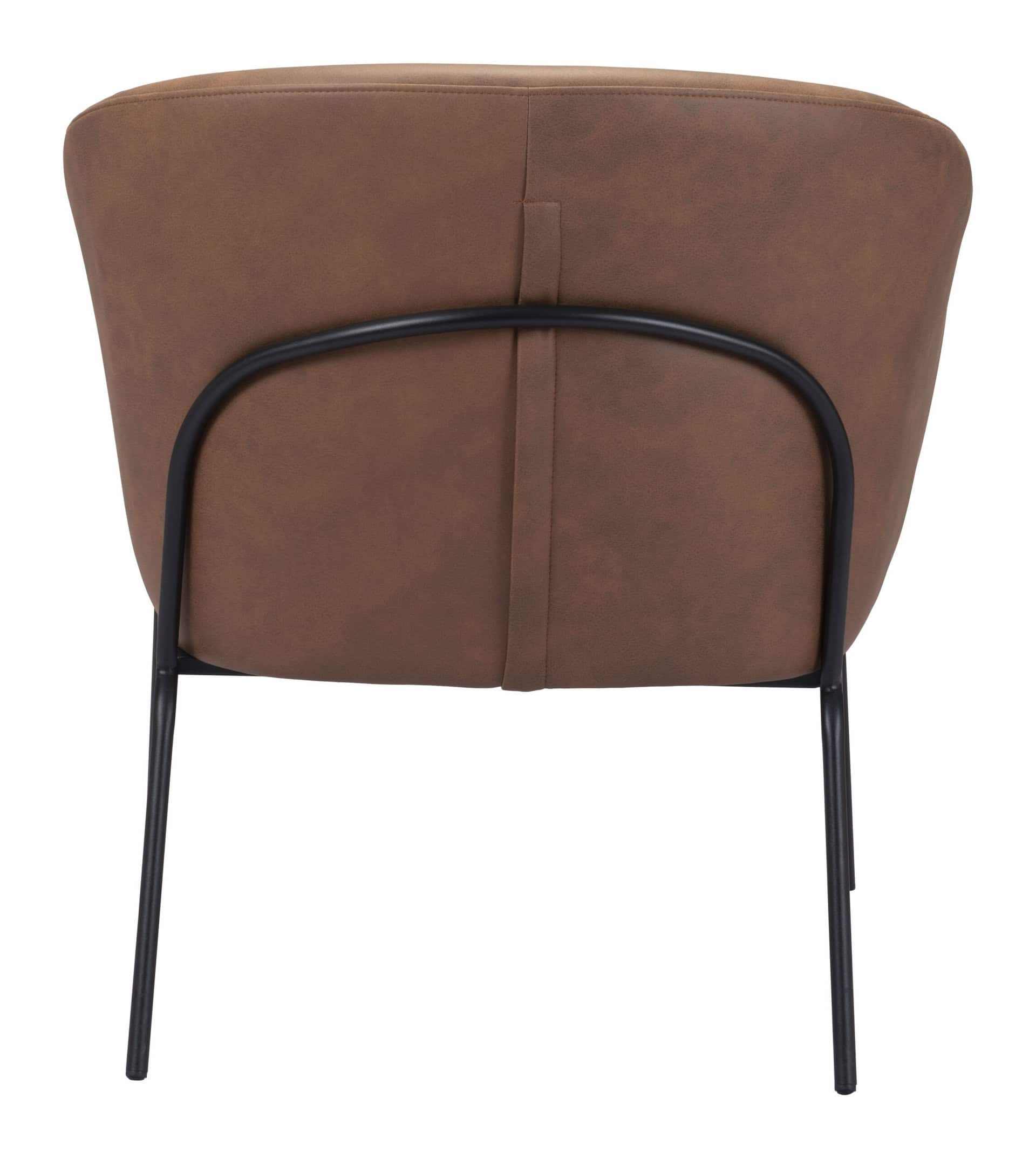 Vintage Brown Faux Leather Accent Chair with Steel Legs 16 Vintage Brown Faux Leather Accent Chair with Steel Legs