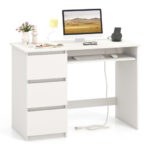 Modern Computer Desk with Power Outlet, Keyboard Tray, and Drawers 10 Modern Computer Desk with Power Outlet, Keyboard Tray, and Drawers
