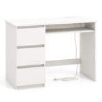 Modern Computer Desk with Power Outlet, Keyboard Tray, and Drawers 11 Modern Computer Desk with Power Outlet, Keyboard Tray, and Drawers
