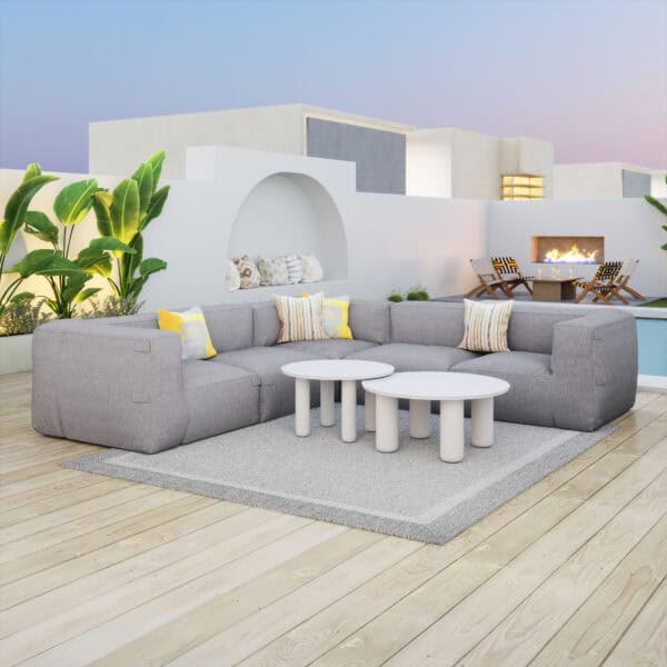 Gray Weather-Resistant Outdoor Corner Chair with Washable Cushion Cover