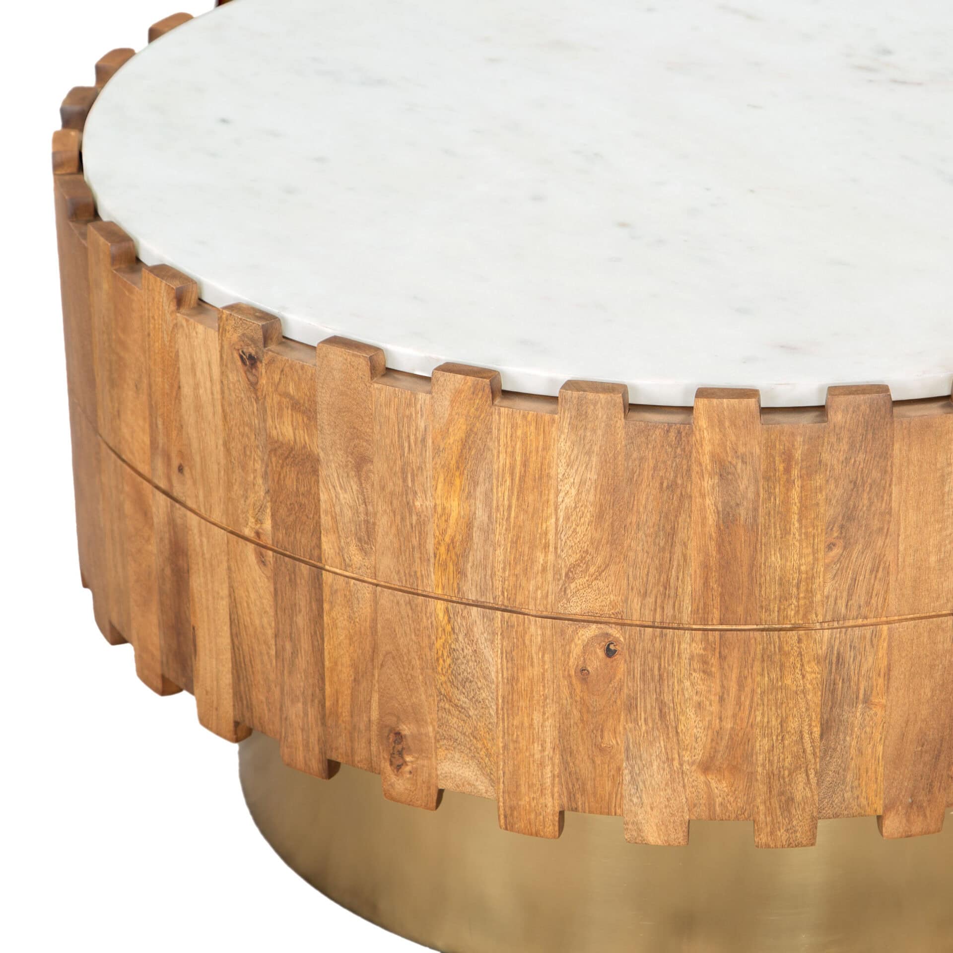 Round Marble Top Coffee Table with Painted Wood Base 7 Round Marble Top Coffee Table with Painted Wood Base - Image 7