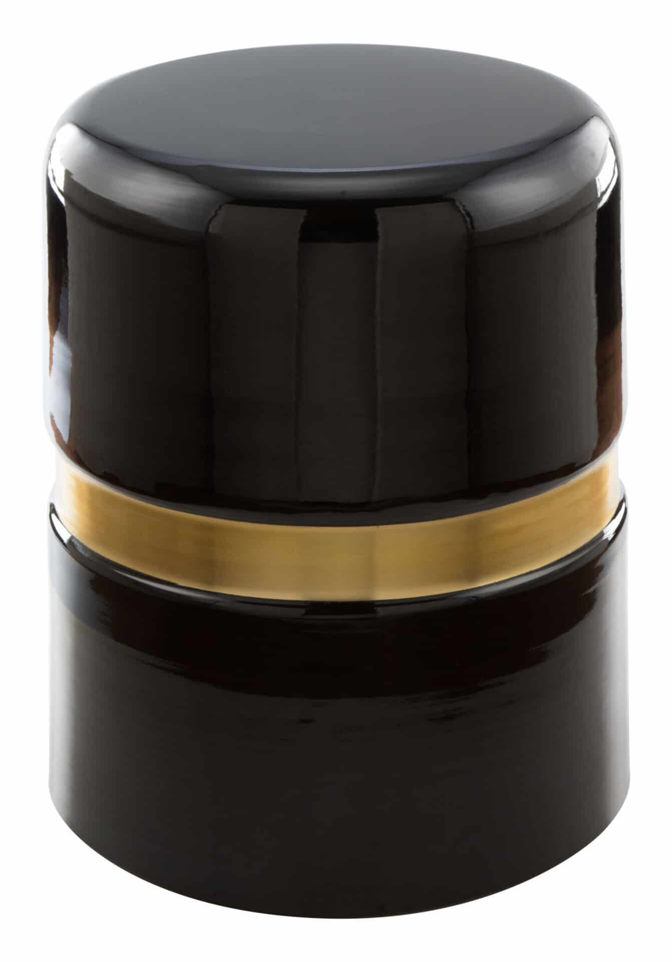 Elegant Black and Gold Round Side Table with Glossy Finish 2 Elegant Black and Gold Round Side Table with Glossy Finish - Image 2