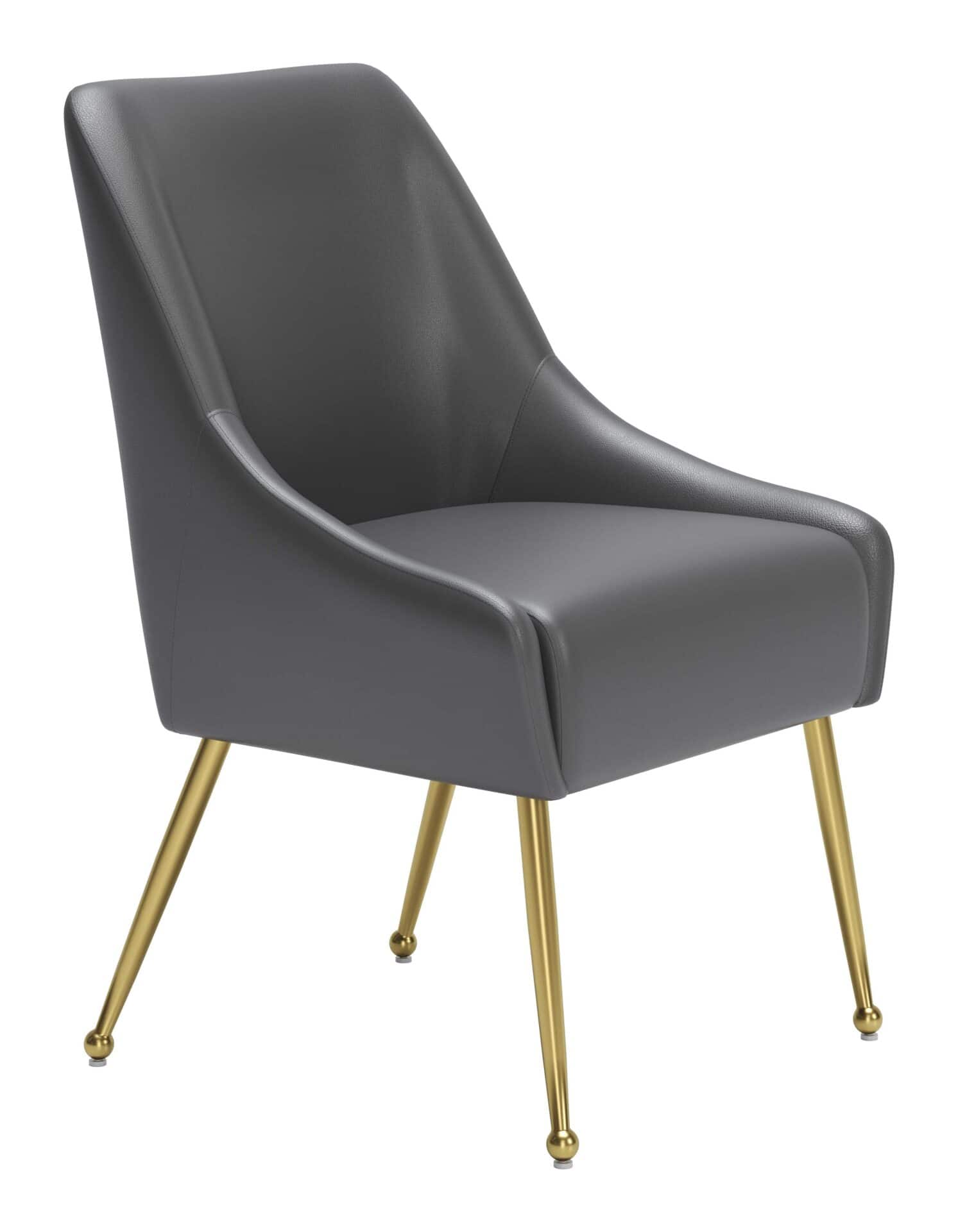 Gray & Gold Upholstered Armchair with Cushion and Metal Legs 8 Gray & Gold Upholstered Armchair with Cushion and Metal Legs - Image 8