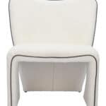 Ivory Accent Chair with Steel Frame and Boucle-Like Fabric 10 Ivory Accent Chair with Steel Frame and Boucle-Like Fabric