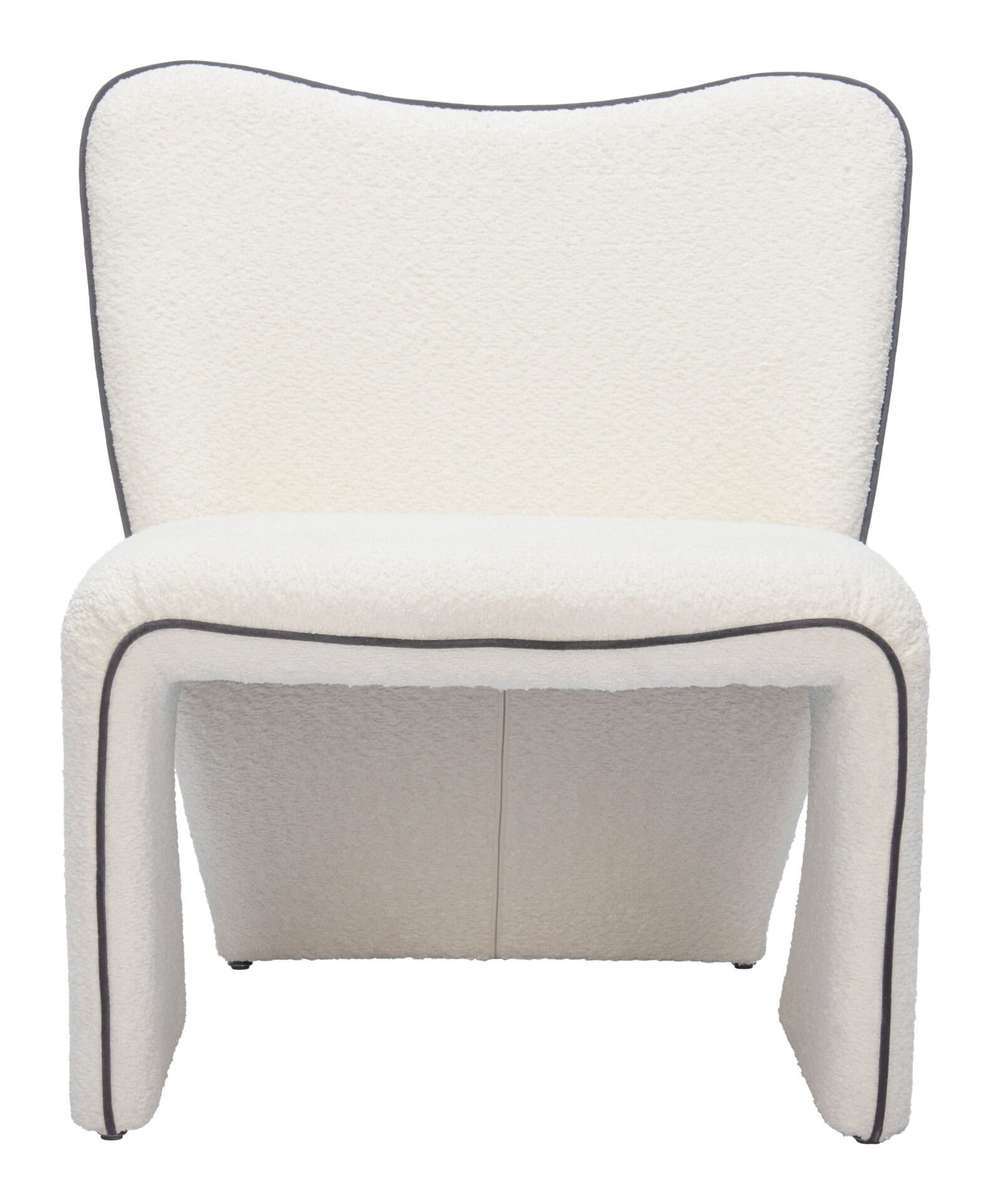 Ivory Accent Chair with Steel Frame and Boucle-Like Fabric 3 Ivory Accent Chair with Steel Frame and Boucle-Like Fabric - Image 3