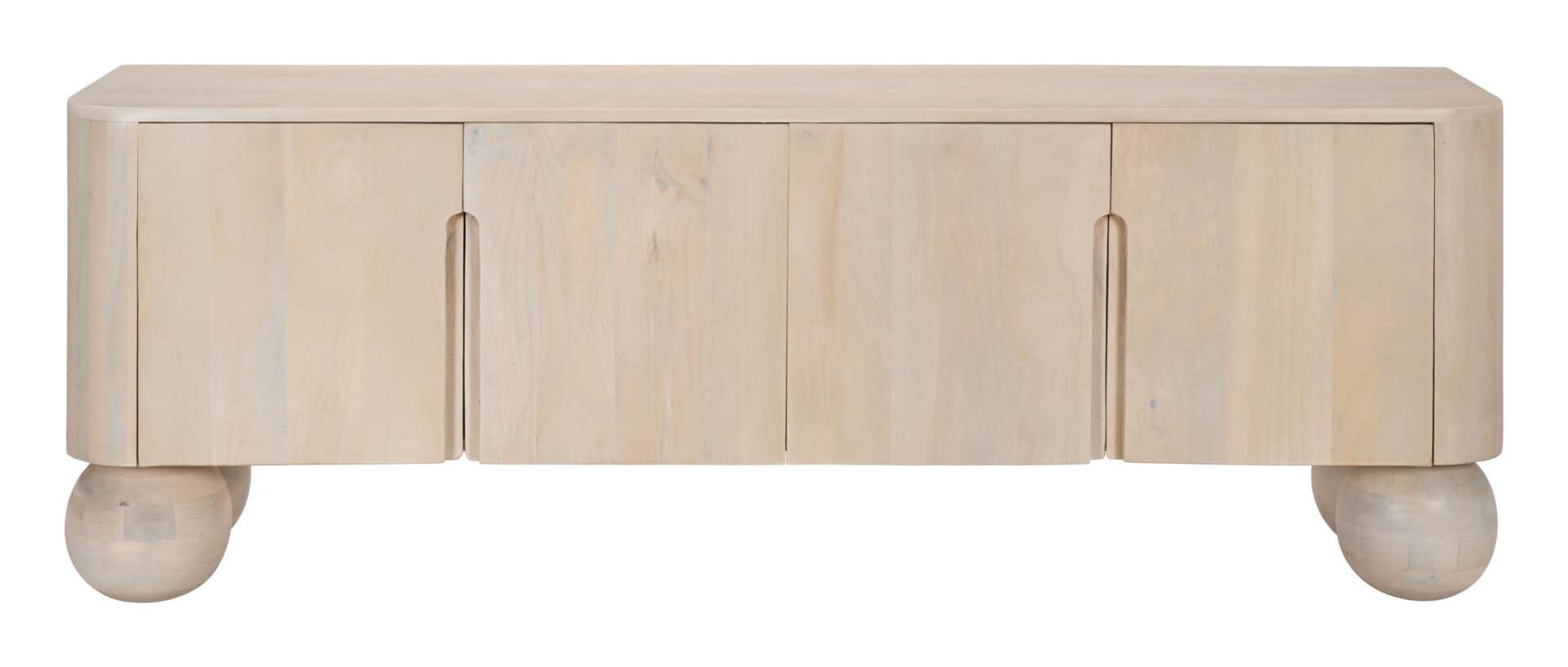 Natural Wood Entertainment Stand with French Doors and Shelving 3 Natural Wood Entertainment Stand with French Doors and Shelving - Image 3