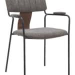 Butterscotch Brown Upholstered Dining Chair with Arms, Steel Frame (Set of 2) 9 Butterscotch Brown Upholstered Dining Chair with Arms, Steel Frame (Set of 2)