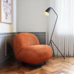 Burnt Orange Shearling Accent Chair with Modern Powder-Coated Legs 11 Burnt Orange Shearling Accent Chair with Modern Powder-Coated Legs