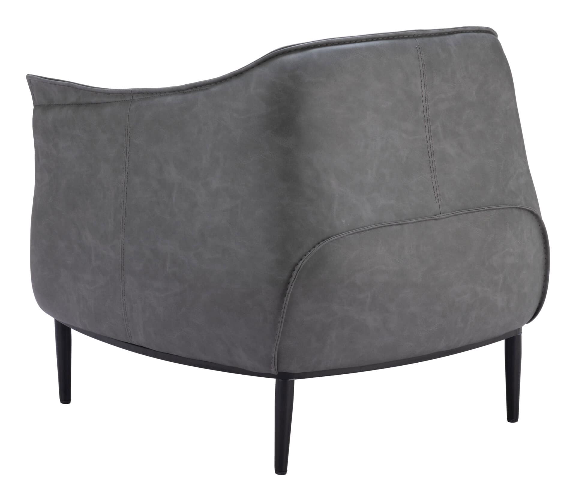 Coffee Faux Leather Accent Chair with Wood Legs and Armrest Support 10 Coffee Faux Leather Accent Chair with Wood Legs and Armrest Support - Image 10