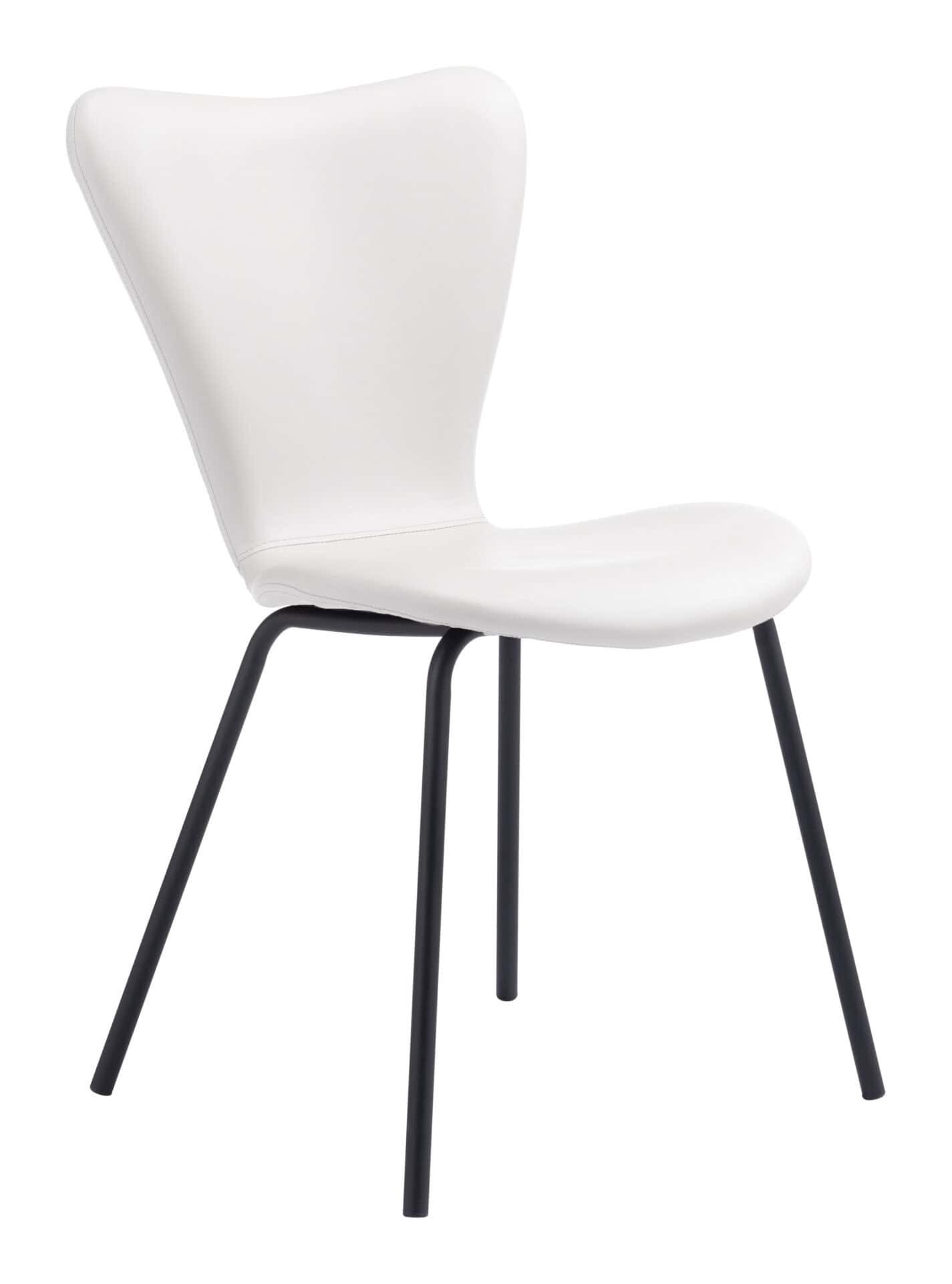 White Mid-Century Modern Faux Leather Dining Chair (Set of 2) 3 White Mid-Century Modern Faux Leather Dining Chair (Set of 2) - Image 3