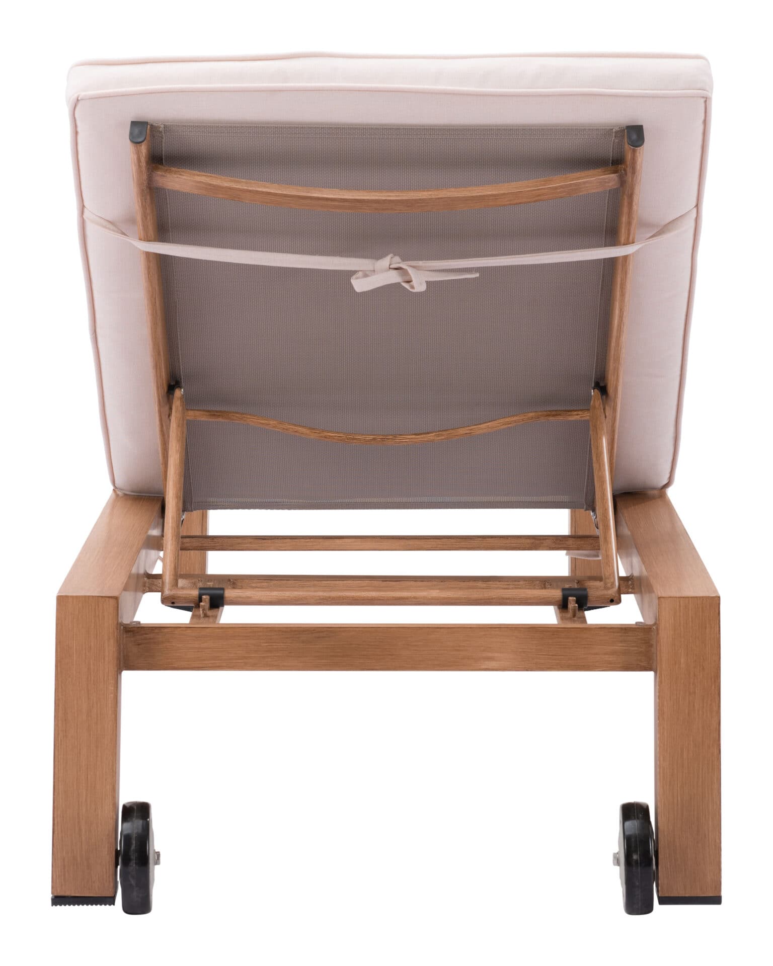 Adjustable Outdoor Lounge Chair Beige and Natural with Wheels 5 Adjustable Outdoor Lounge Chair Beige and Natural with Wheels - Image 5
