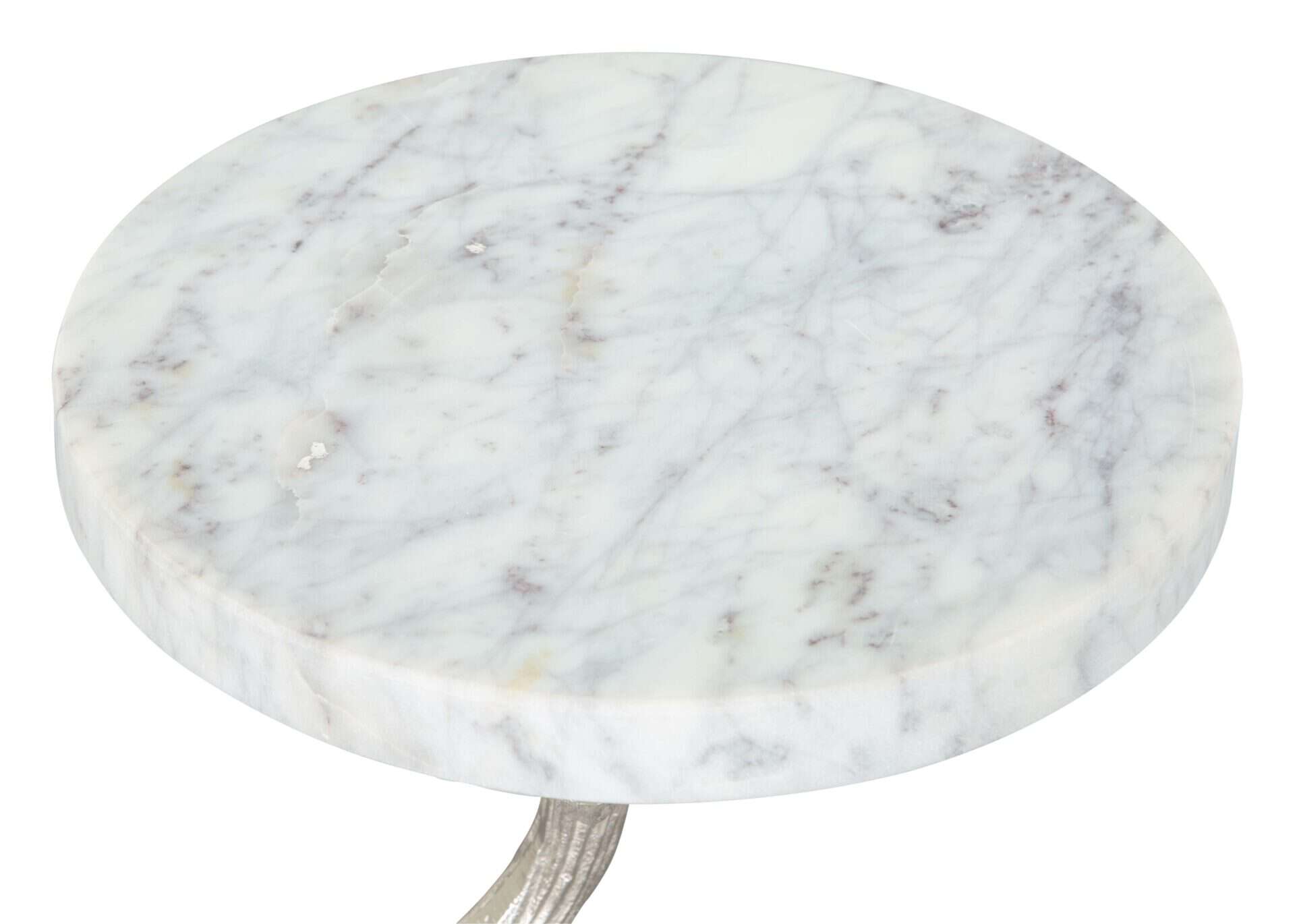 Modern White Marble Top Side Table with Silver Cast Frame 6 Modern White Marble Top Side Table with Silver Cast Frame - Image 6