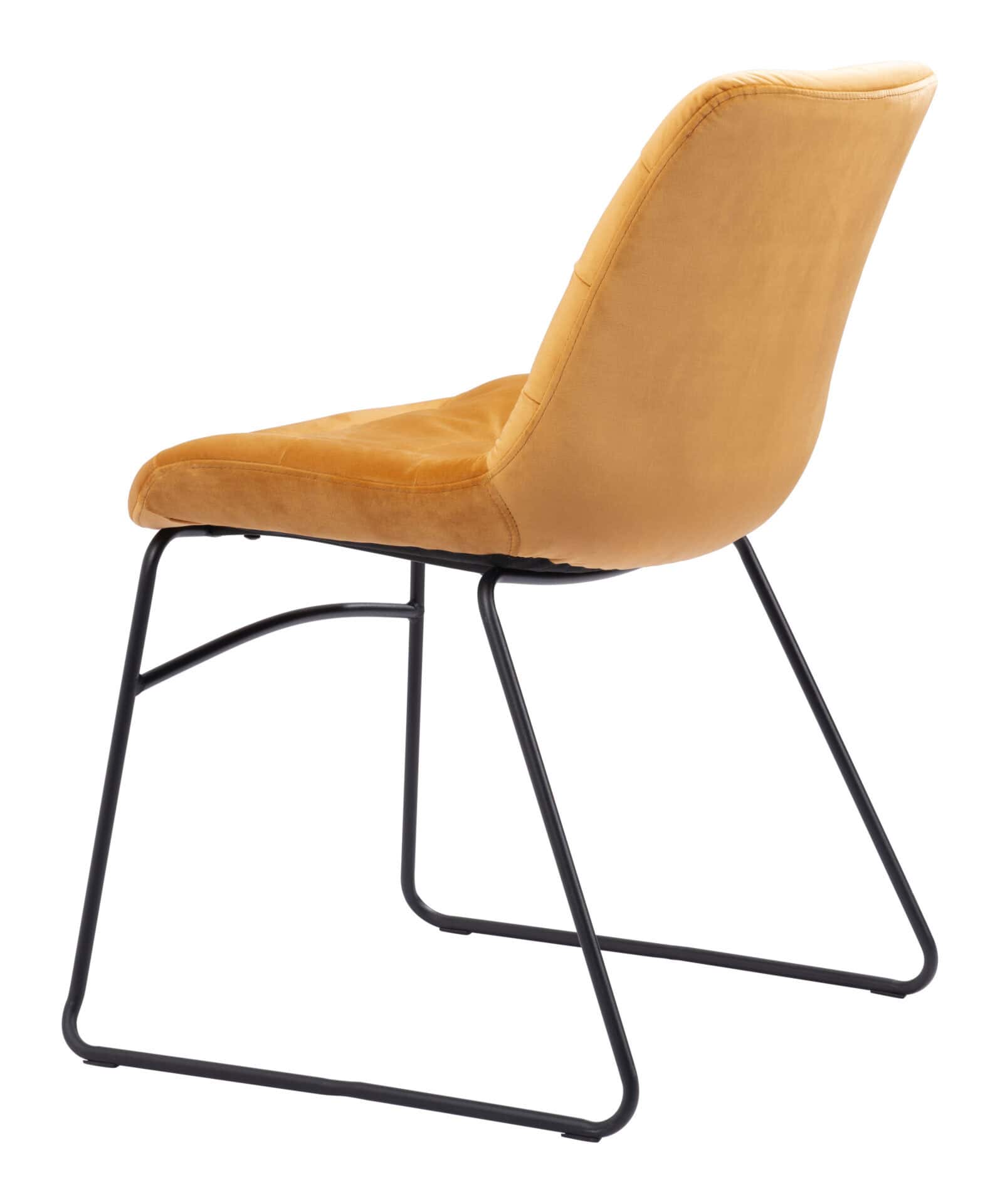 Yellow Velvet Dining Chair with Steel Frame (Set of 2) 7 Yellow Velvet Dining Chair with Steel Frame (Set of 2) - Image 7
