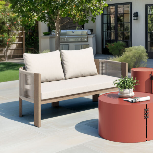 Modern Beige Sofa with Washable Cushions for Indoor Outdoor Use