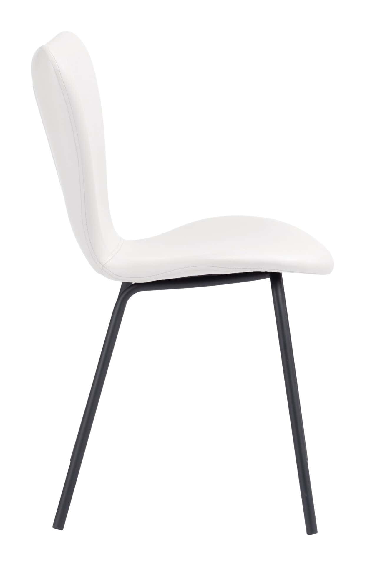 White Mid-Century Modern Faux Leather Dining Chair (Set of 2) 4 White Mid-Century Modern Faux Leather Dining Chair (Set of 2) - Image 4