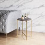 Gray and Gold Round Modern Glam Steel Frame Side Table 9 Gray and Gold Round Modern Glam Steel Frame Side Table