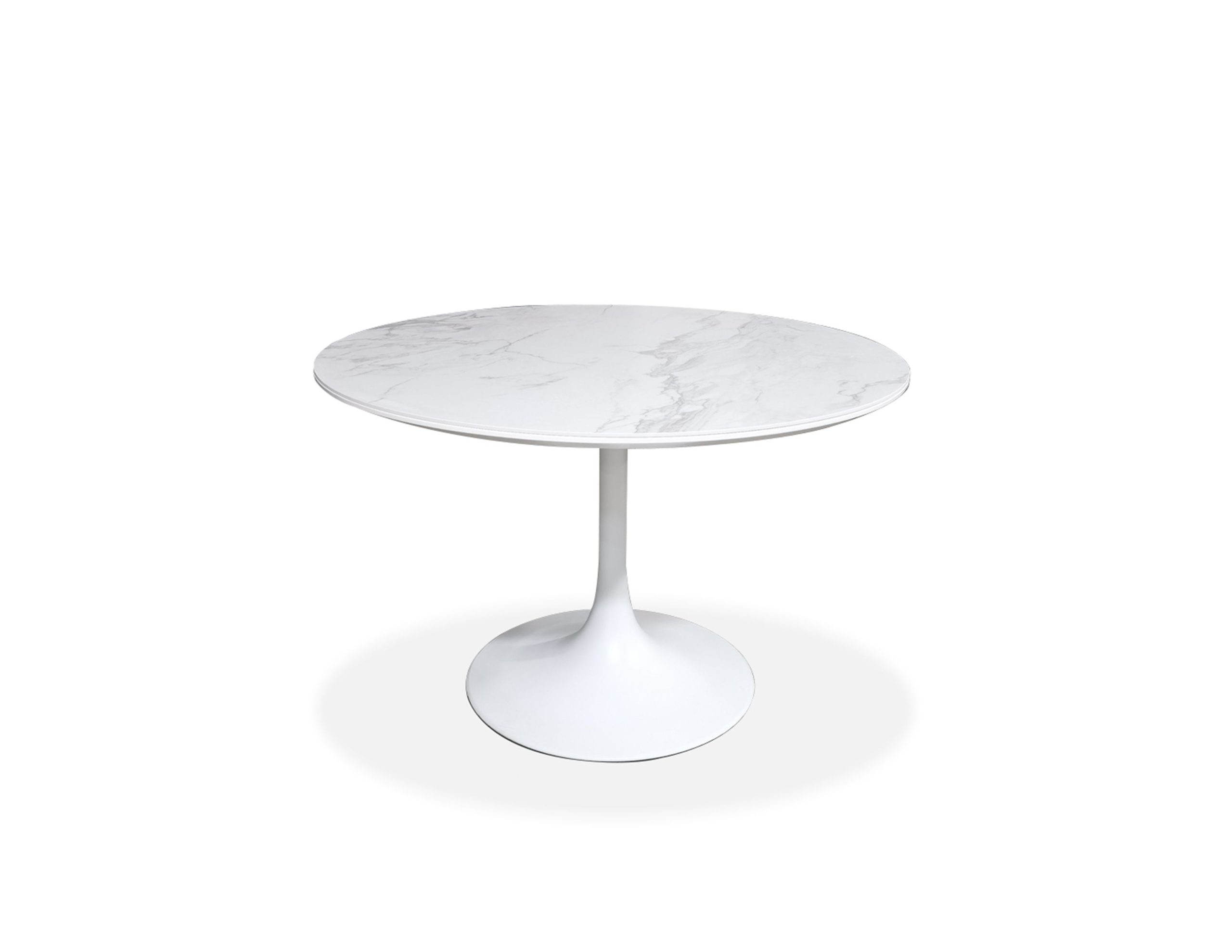 baux white ceramic round dining table with steel base