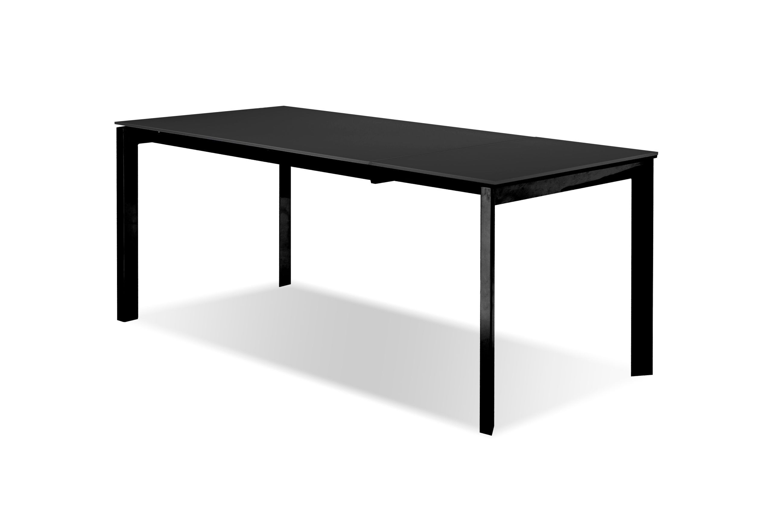 host black glass extension dining table black legs