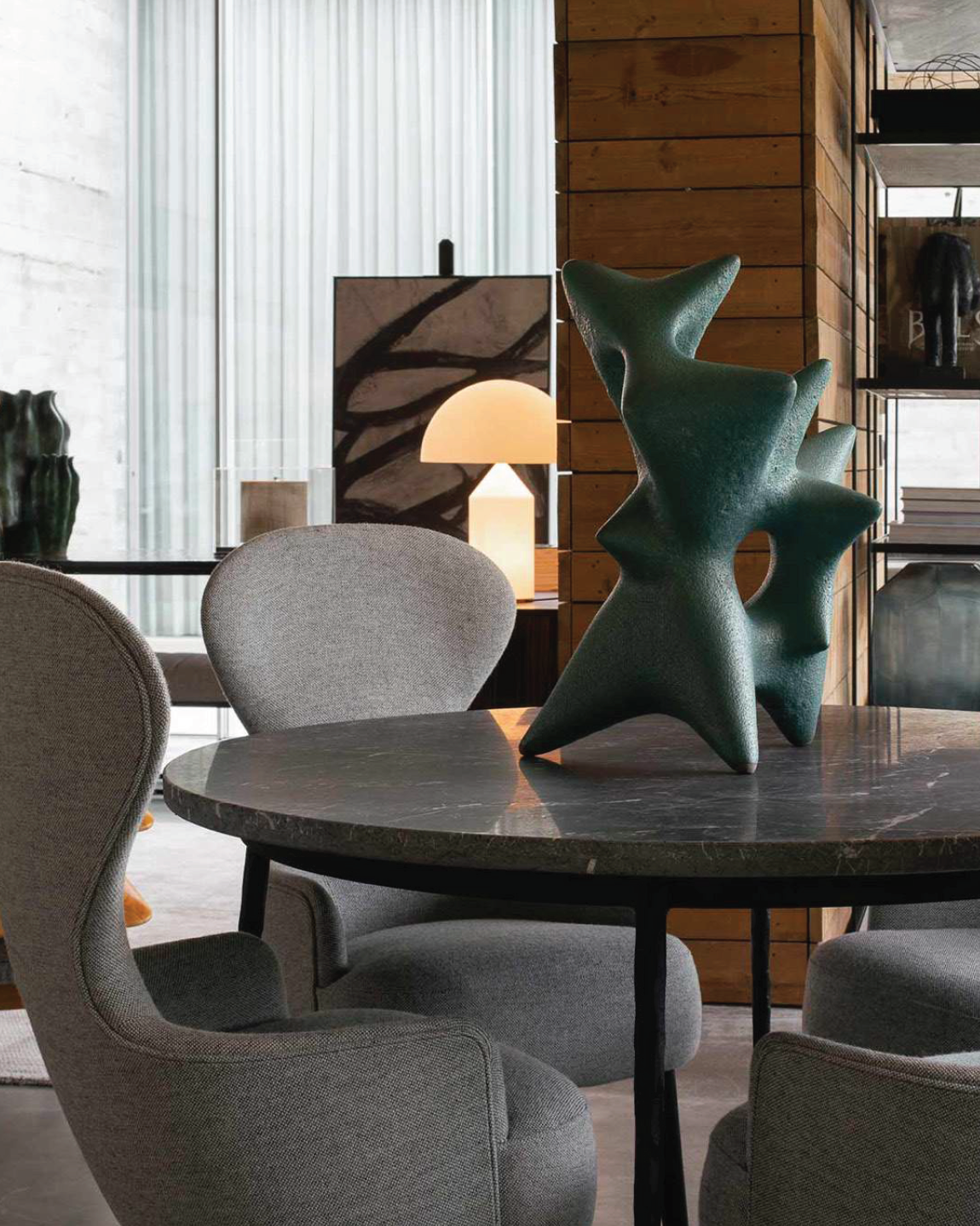kaii black marble dining table with iron legs