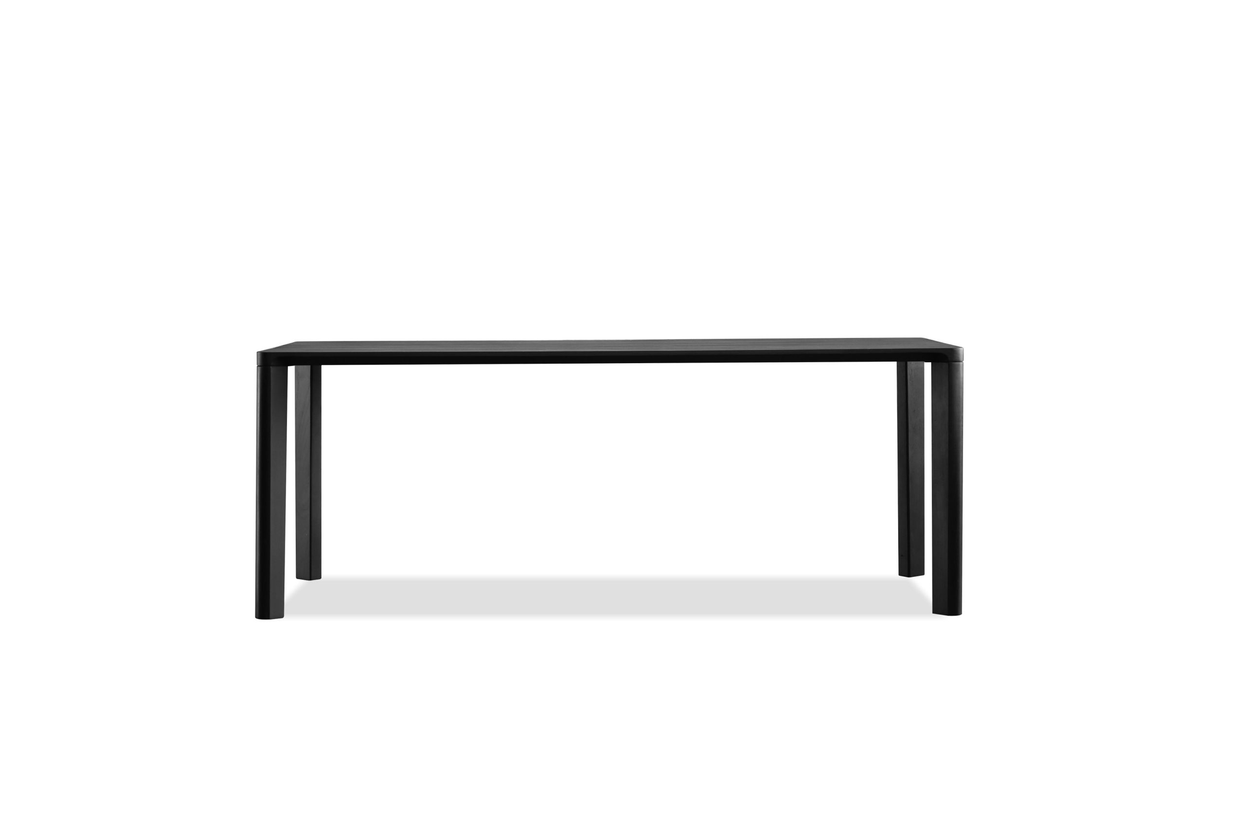 plank black soot solid teak dining table