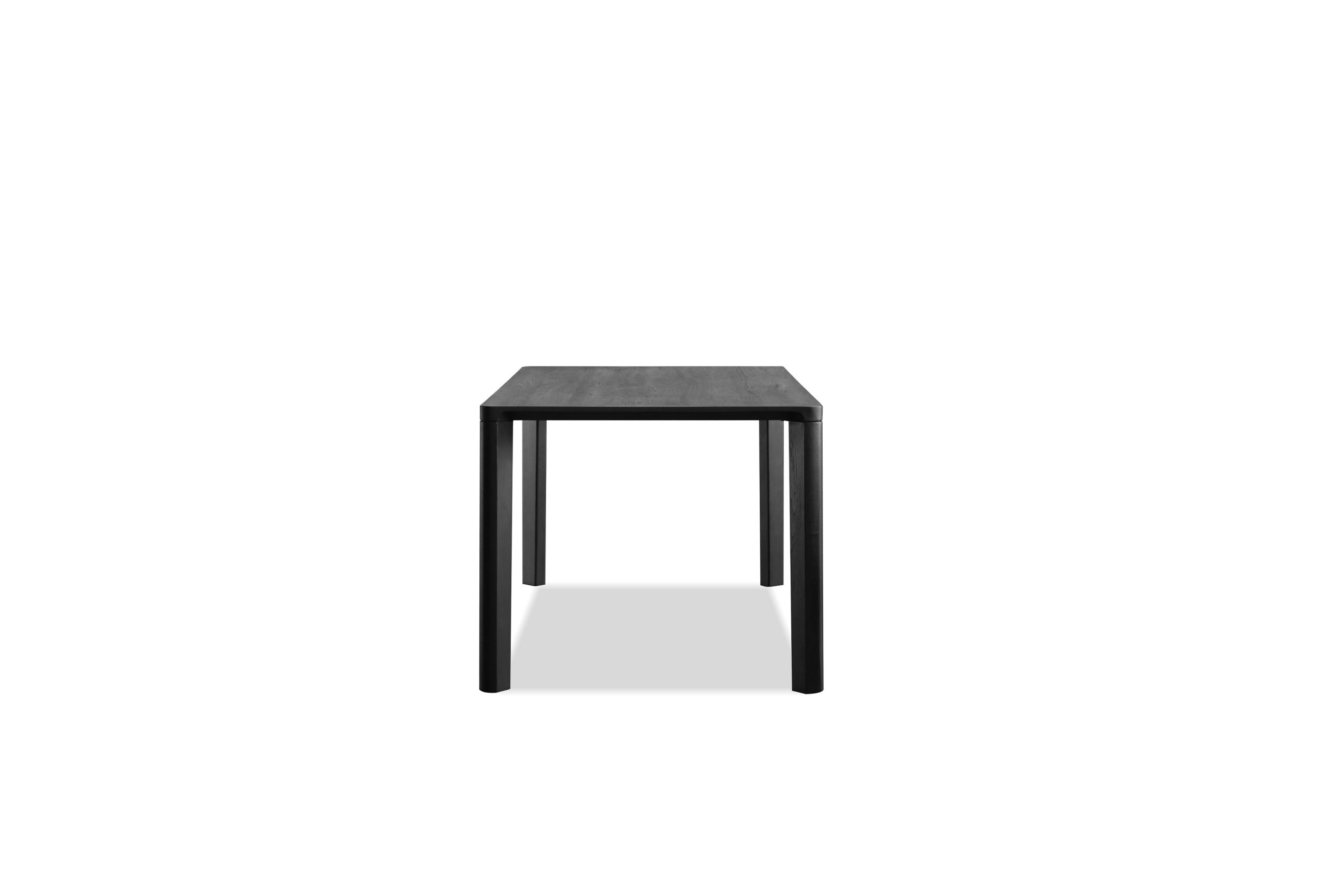 plank black soot solid teak dining table