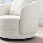 Cream Boucle Mid-Century Modern Accent Armchair for Living Room