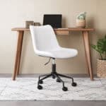 White Mid-Century Modern Office Chair with Adjustable Height and Wheels 10 White Mid-Century Modern Office Chair with Adjustable Height and Wheels