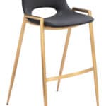 Mid-Century Modern Black and Gold Barstools with Footrest (Set of 2)
