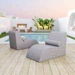 Gray Outdoor Lounge Chair with Weather-Resistant Foam and Olefin Fabric
