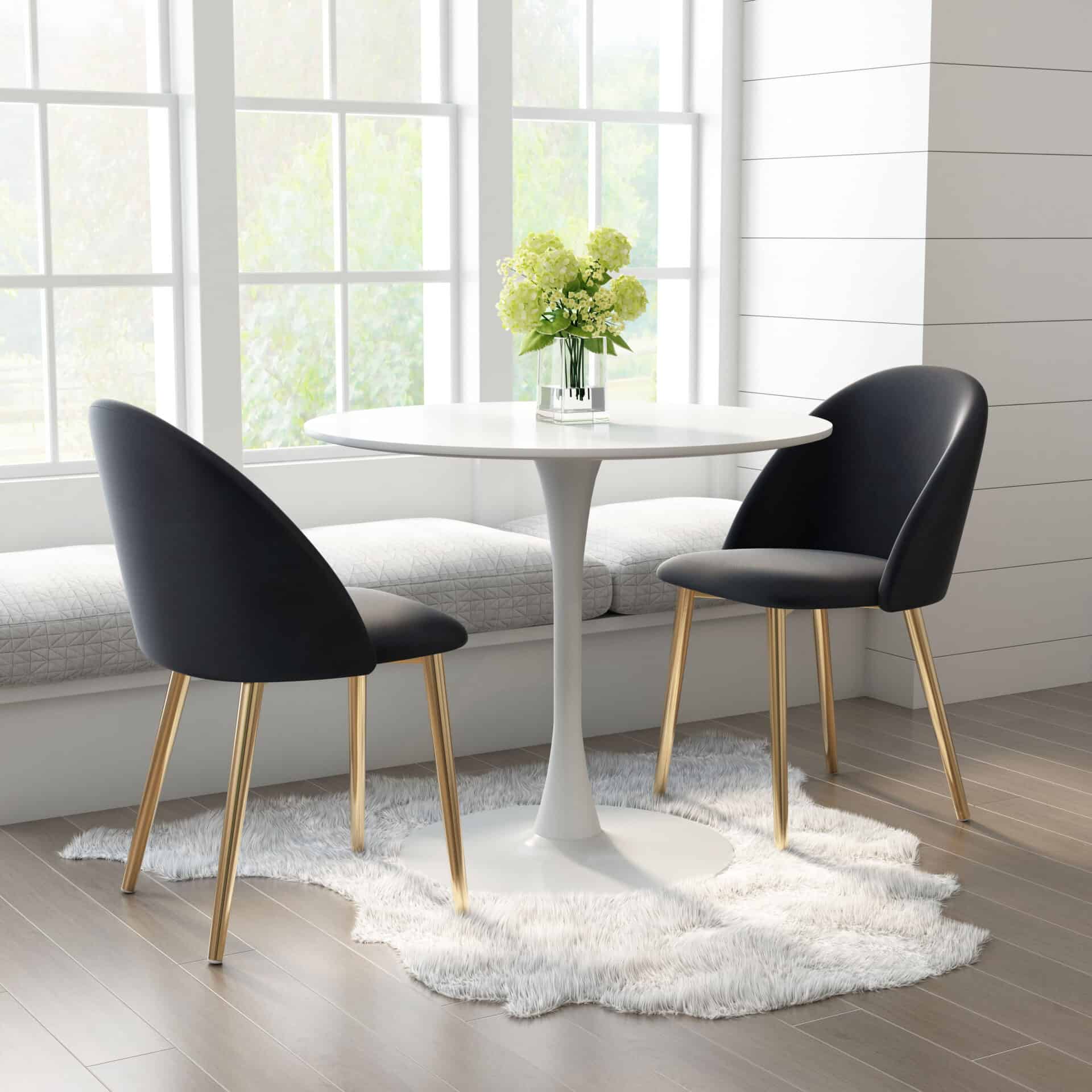 Black & Gold Velvet Dining Chair with Steel Legs (Set of 2) 1 Black & Gold Velvet Dining Chair with Steel Legs (Set of 2)