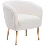 Beige Sherpa Accent Chair with Gold Legs and Armrests 8 Beige Sherpa Accent Chair with Gold Legs and Armrests