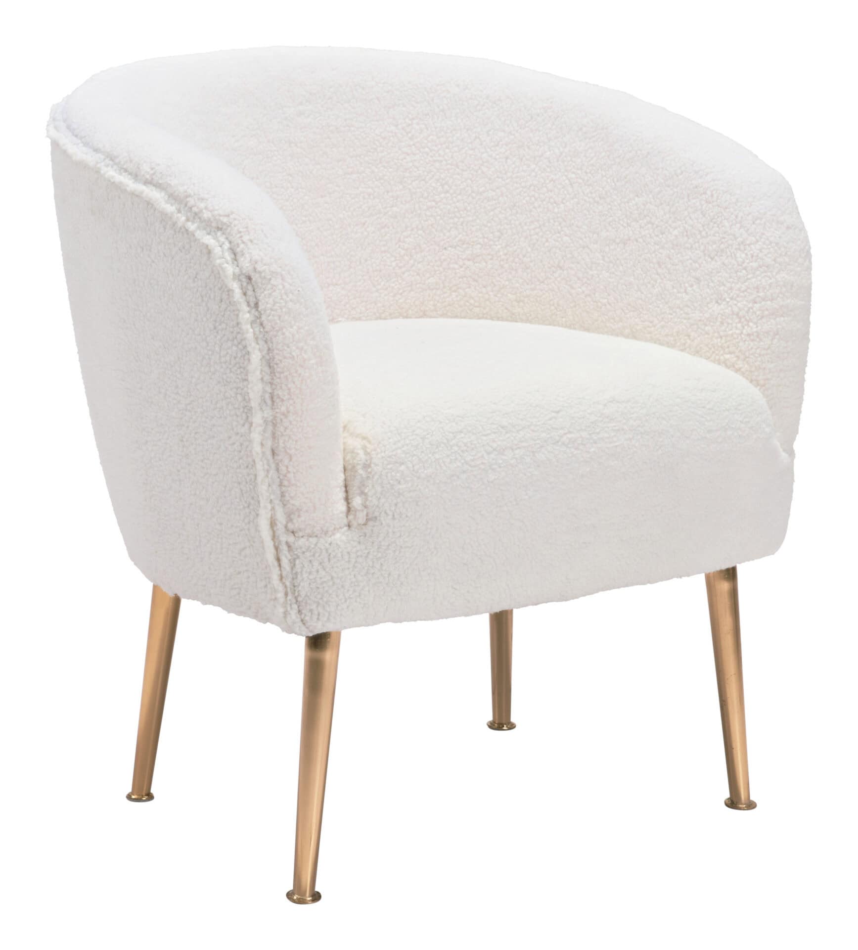 Beige Sherpa Accent Chair with Gold Legs and Armrests 2 Beige Sherpa Accent Chair with Gold Legs and Armrests - Image 2