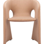 Modern Tan Dining Chair with Steel Frame and Armrest Support