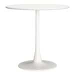 Round White Dining Table with Sunburst Design and Steel Frame