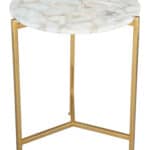 Agate Stone Top Side Table with Gold Base, White (1) 13 Agate Stone Top Side Table with Gold Base, White (1)