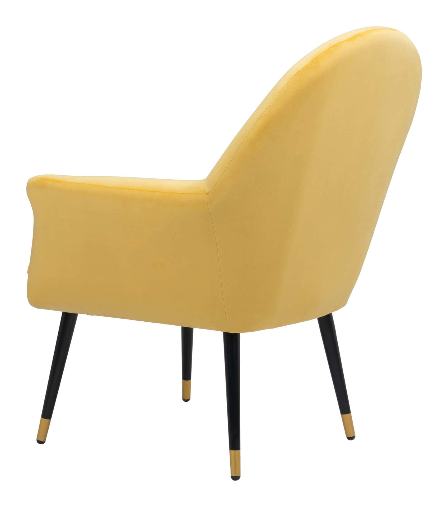 Yellow Velvet Boho Accent Chair with Powder Coated Steel Legs 6 Yellow Velvet Boho Accent Chair with Powder Coated Steel Legs - Image 6