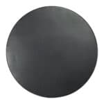 Black Round Coffee Table with Geometric Design and Rubber Feet