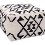 Boho Woven Cotton Ottoman with Rubber Feet Beige and Black 7 Boho Woven Cotton Ottoman with Rubber Feet Beige and Black