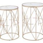 Gold Round Side Tables with White Top (Set of 2) 10 Gold Round Side Tables with White Top (Set of 2)