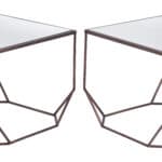 Bronze Glam Square Coffee Table Set with Rubber Feet Protection (Set of 2)