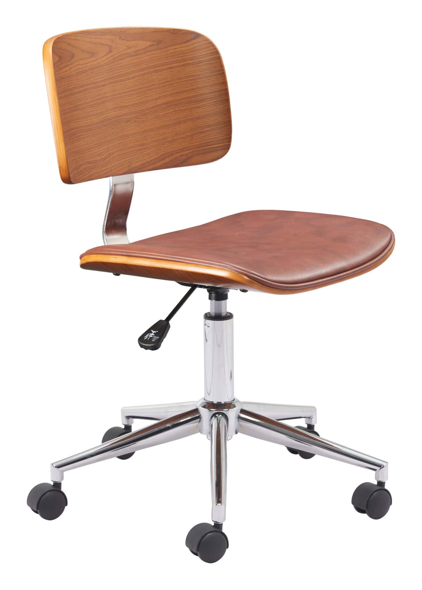 Modern Brown Faux Leather Office Chair with Adjustable Height and Wheels 1 Modern Brown Faux Leather Office Chair with Adjustable Height and Wheels