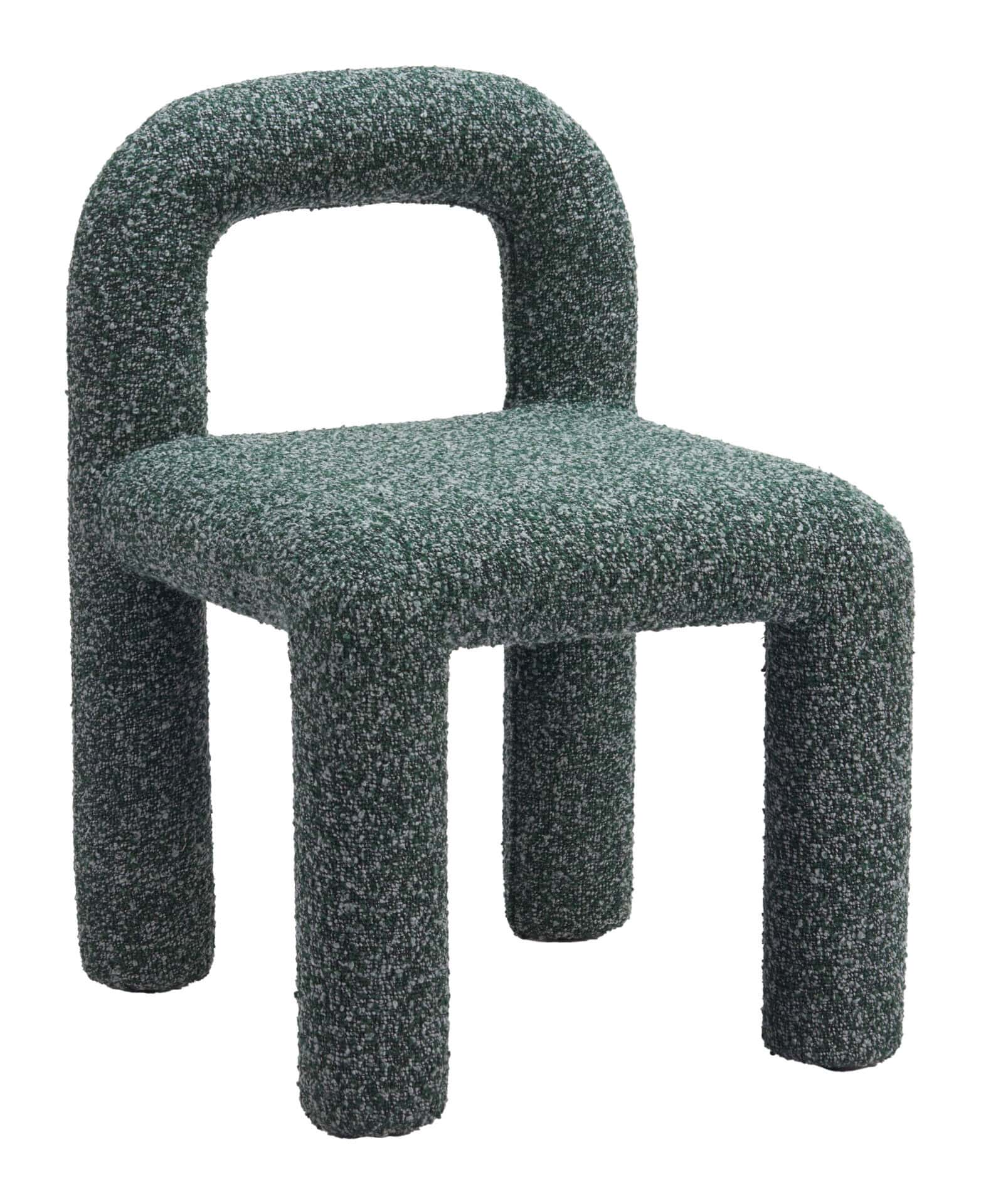 Shearling Style Dining Chair with Wood Frame Snowy Green (Set of 2) 3 Shearling Style Dining Chair with Wood Frame Snowy Green (Set of 2) - Image 3