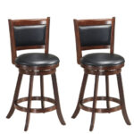Swivel Counter Stool with Upholstered Seat and Backrest (Set of 2)