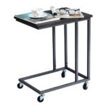 Rolling U-Shaped Rustic Sofa Side Table with Locking Wheels 14 Rolling U-Shaped Rustic Sofa Side Table with Locking Wheels