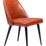 Brown Faux Leather Armless Dining Chairs with Steel Frame (Set of 2) 13 Brown Faux Leather Armless Dining Chairs with Steel Frame (Set of 2)